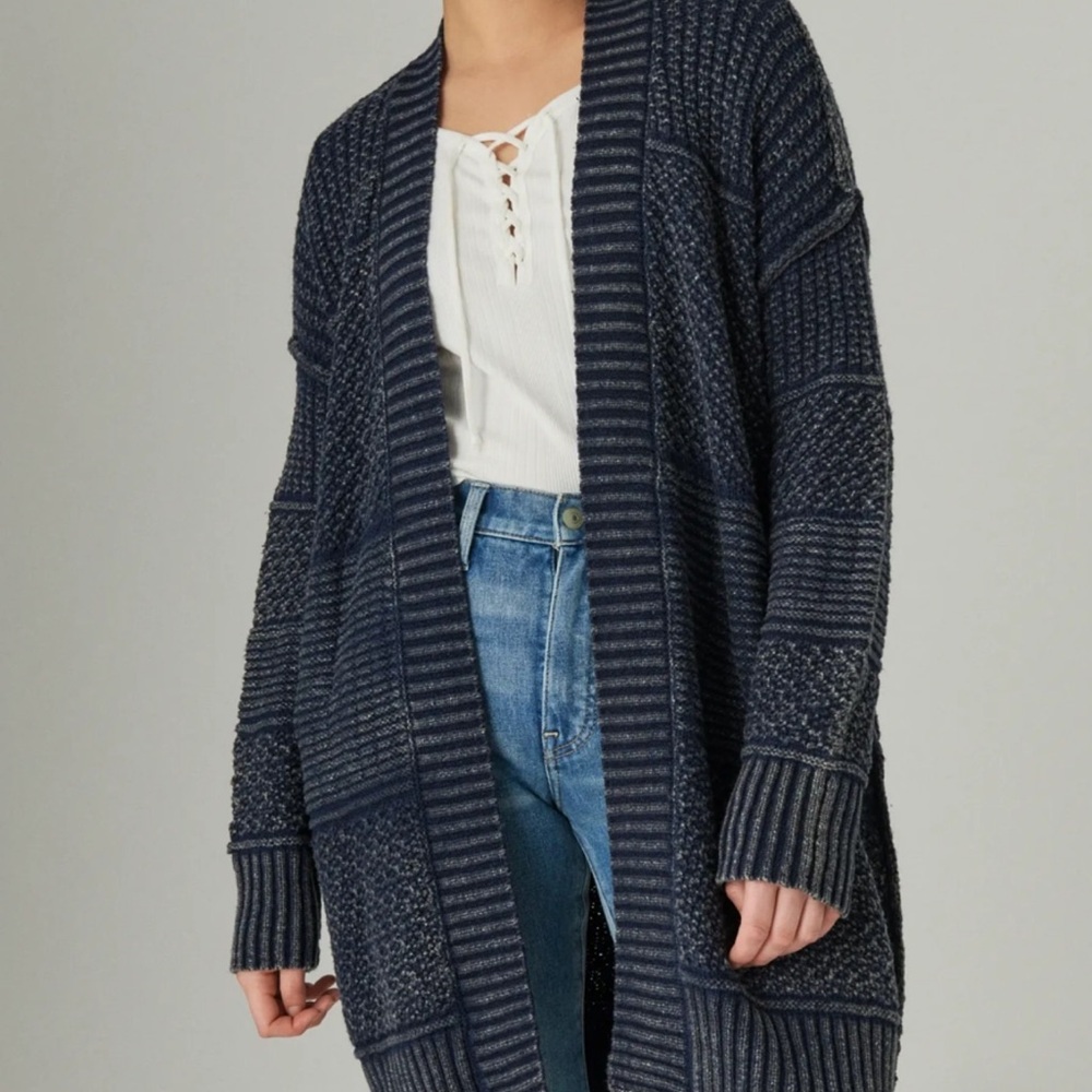 Lucky Brand Blue Oversized Knit Cardigan
